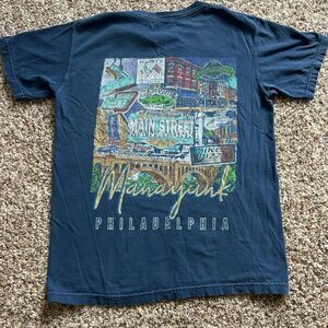 Comfort Colors Womens Blue Main Street Manayunk Philadelphia Graphic Tee Small
